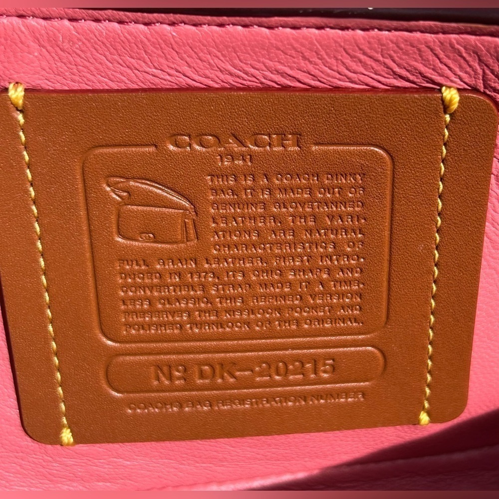 Coach 1941 Dinky Crossbody 20215 Dahlia Pink Rose Calfskin Leather EUC - Picture 9 of 17